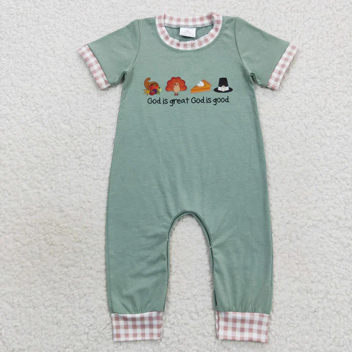 Thanksgiving "God is Great God is Good" Printed Sibiling Set