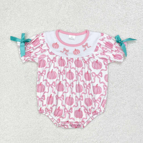 Matching Sibiling Smocked Pink Pumpkin & Bows Set