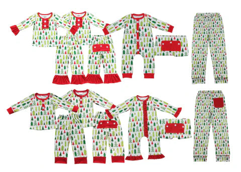 Matching Family Green Christmas Tree Pajamas