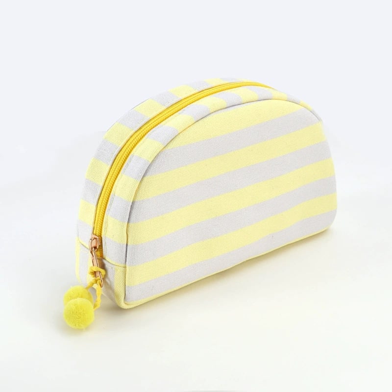 Custom Embroidered Name Striped Shell Cosmetic Bag