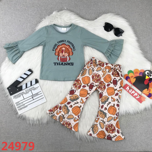 Thanksgiving Turkey & Football Pants Set