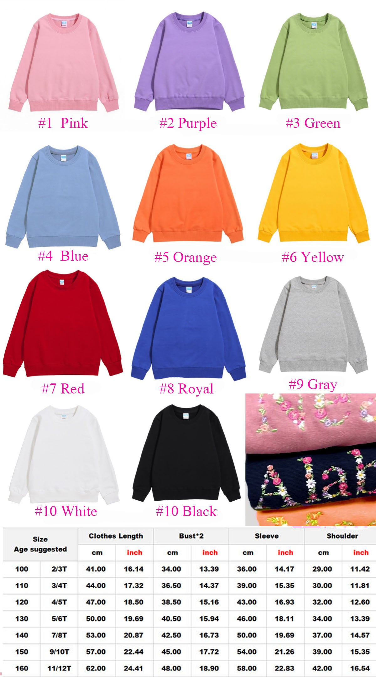 Custom Name Embroidered Kids Sweater