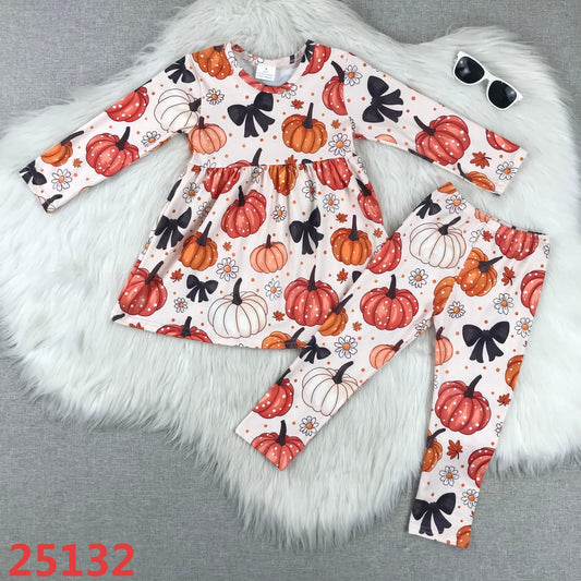 Pumpkin leggings girls set