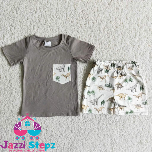 Dino shorts set gray - Jazzi Stepz