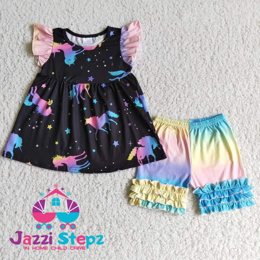 Unicorn rainbow Shorts Set - Jazzi Stepz