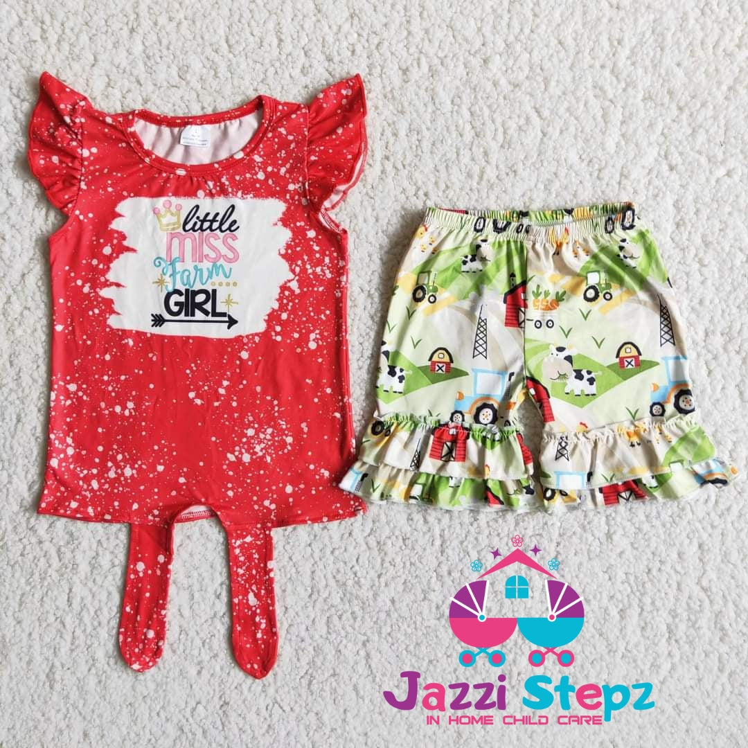 Little Miss Farm Girl Shorts Set - Jazzi Stepz