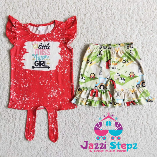 Little Miss Farm Girl Shorts Set - Jazzi Stepz